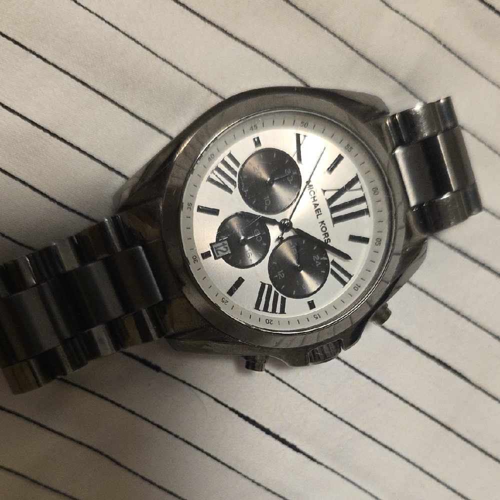 Michael Kors Black and Silver Chronograph Watch